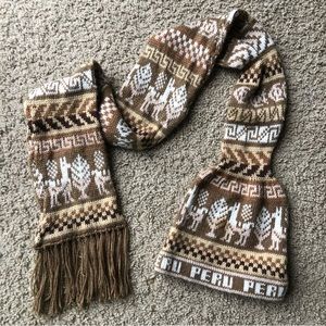 Alpaca hat and scarf. One piece